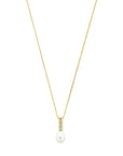 14K geelgoud collier zirkonia en parel 42 - 45 cm 4032380