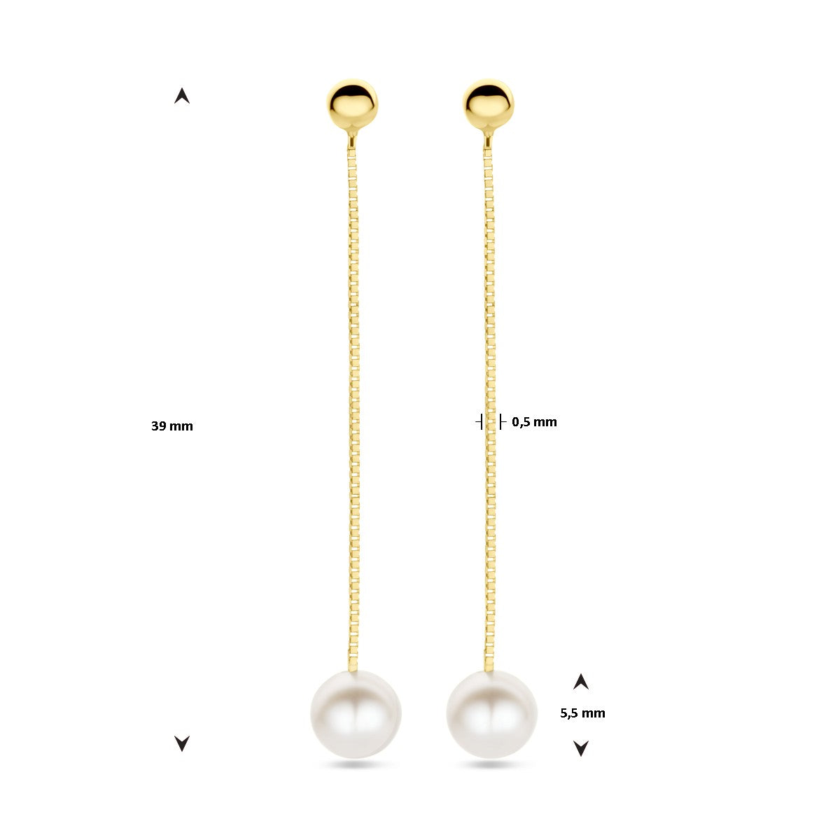 14K Geelgoud Oorhangers Parel 39 Mm 4032382