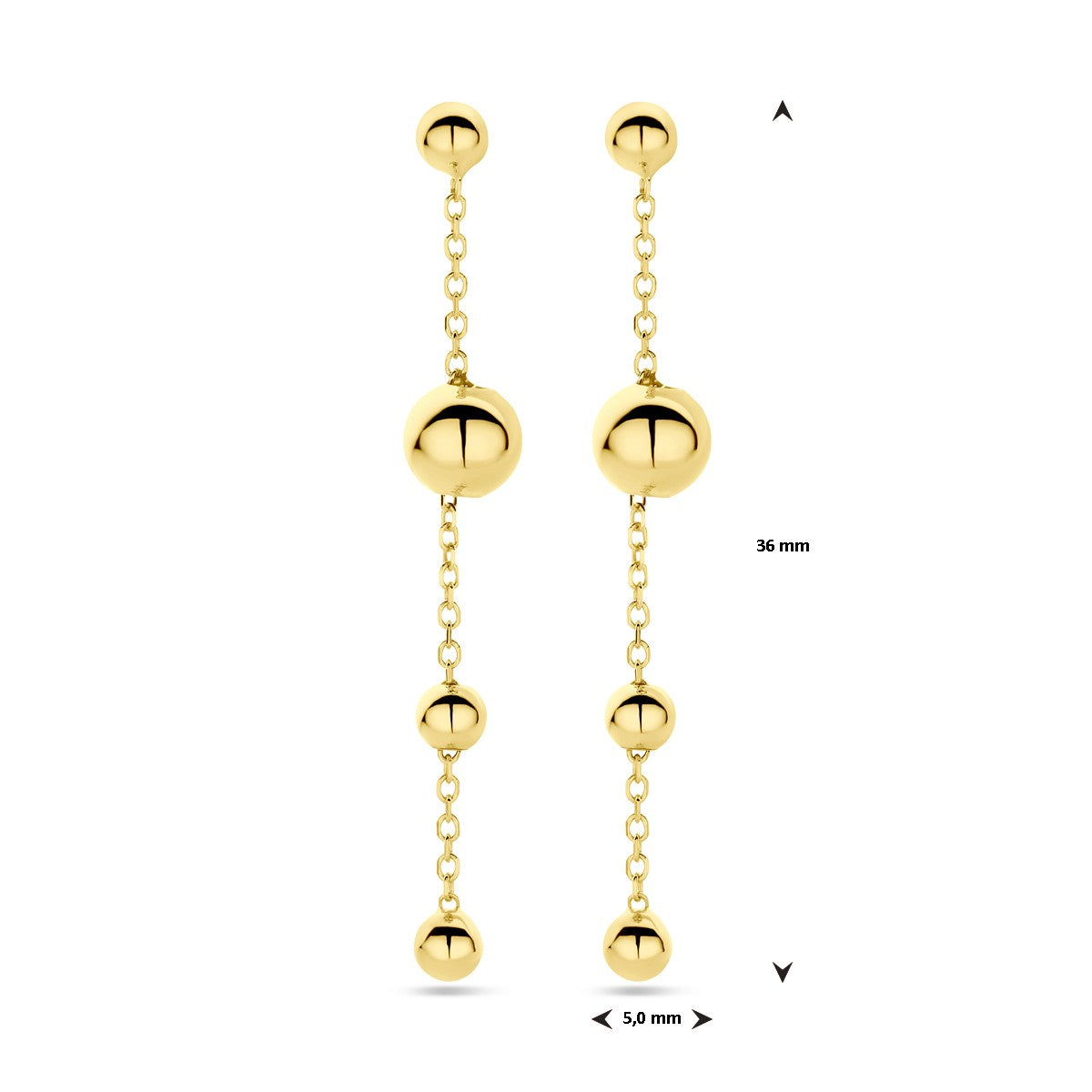 14K Geelgoud Oorhangers Bolletjes 36 Mm 4032430