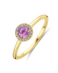 14K Geelgoud Ring Roze Saffier En Diamant 0.05Ct H Si 4032443