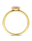 14K Geelgoud Ring Roze Saffier En Diamant 0.05Ct H Si 4032443