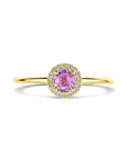 14K Geelgoud Ring Roze Saffier En Diamant 0.05Ct H Si 4032443