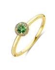 14K Geelgoud Ring Tsavoriet En Diamant 0.04Ct H Si 4032448