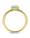 14K Geelgoud Ring Swiss Blue Topaas En Diamant 0.12Ct H Si 4032456