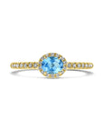 14K Geelgoud Ring Swiss Blue Topaas En Diamant 0.12Ct H Si 4032456