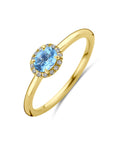 14K Geelgoud Ring Swiss Blue Topaas En Diamant 0.05Ct H Si 4032464