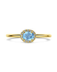 14K Geelgoud Ring Swiss Blue Topaas En Diamant 0.05Ct H Si 4032464