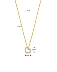 14K Geelgoud Collier Hartje Diamant 0.05Ct H Si 44 Cm - 4033322