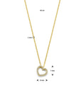 14K Geelgoud Collier Hartje Diamant 0.06Ct H Si 44 Cm - 4033323