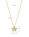 14K Geelgoud Collier Bloem Diamant 0.42Ct H Si 41 - 43 - 45 Cm - 4033489