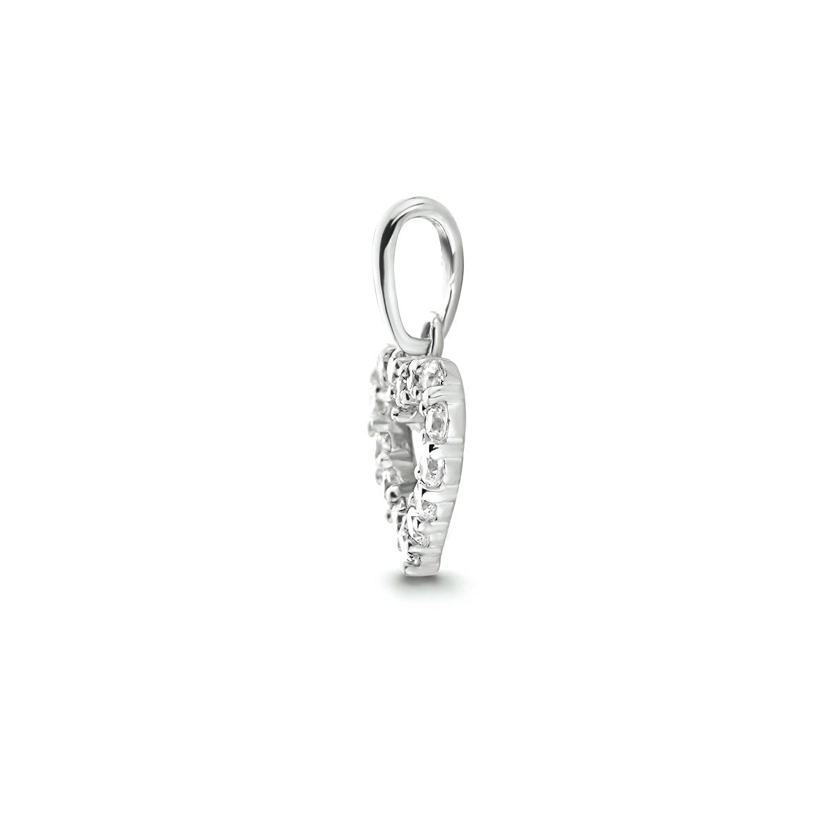 14K witgoud hanger hart zirkonia 4104129