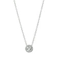 14K witgoud collier rondje zirkonia 42 cm halo 4104956