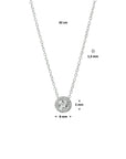 14K witgoud collier rondje zirkonia 42 cm halo 4104956