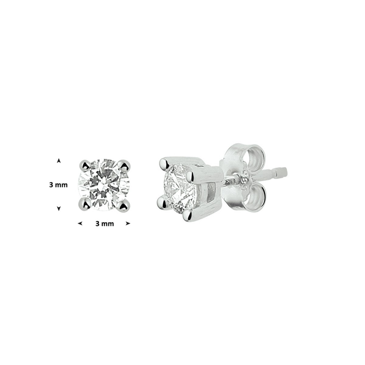 Witgouden oorknoppen diamant 0.14ct (2x0.07ct) h si - PSN4104958