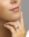 14K Witgouden Ring London Blue Topaas En Diamant H Si 4105283