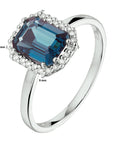 14K Witgouden Ring London Blue Topaas En Diamant H Si 4105283