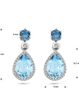 14K Witgoud Oorhangers London Blue Topaas, Blauw Topaas En Diamant 0.19Ct (2X 0.095Ct) H Si 4106046