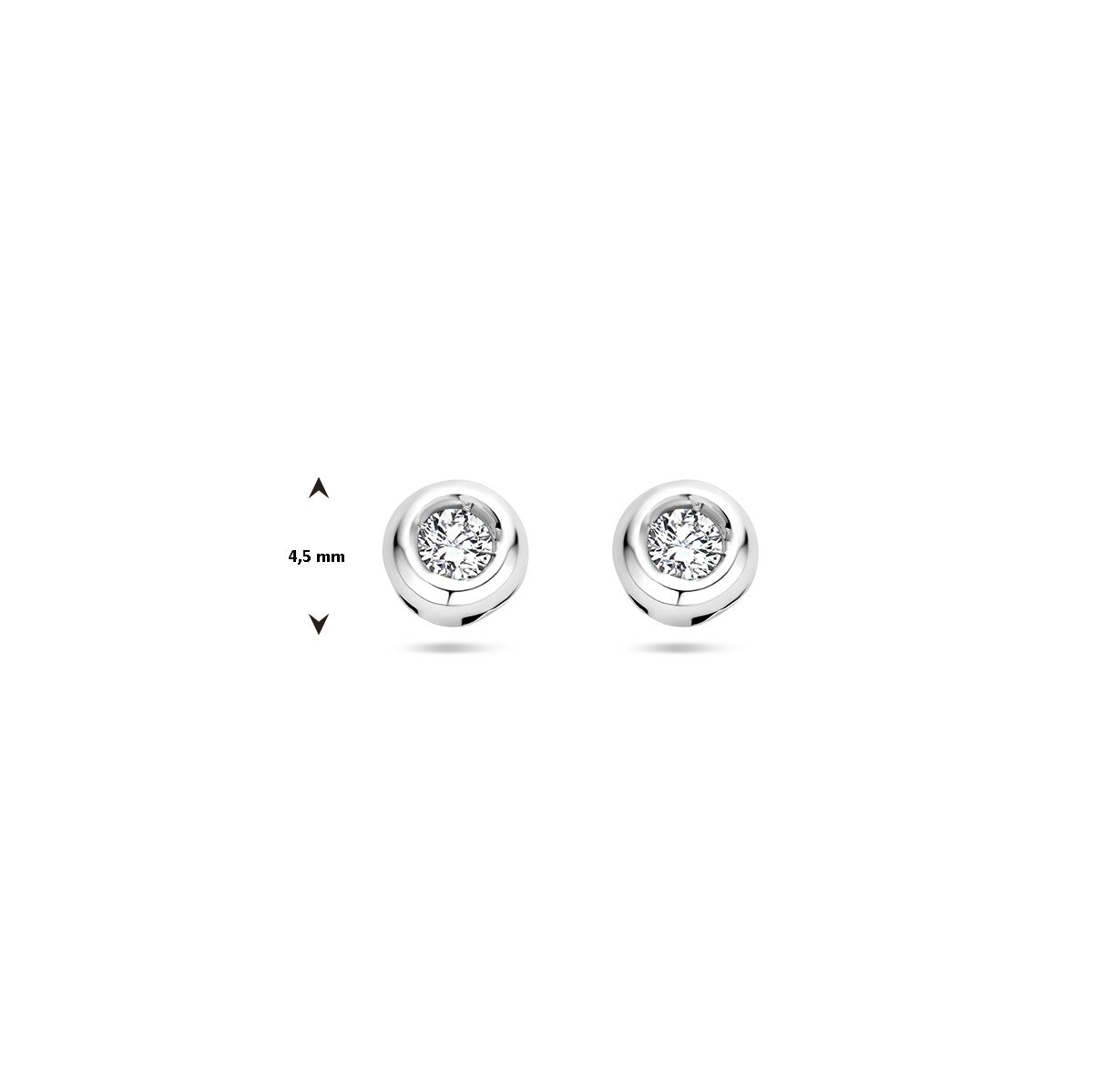 14K Witgoud Oorknoppen Diamant 0.10 Ct (2X 0.05Ct) H Si 4106073