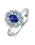 14K witgoud ring ioliet, london blue topaas en diamant 0.15ct g si - 4106245