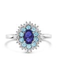 14K witgoud ring ioliet, london blue topaas en diamant 0.15ct g si - 4106245