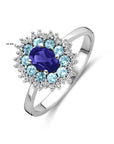 14K witgoud ring ioliet, london blue topaas en diamant 0.15ct g si - 4106245