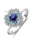 14K witgoud ring hart ioliet, london blue topaas en diamant 0.19ct g si - 4106249