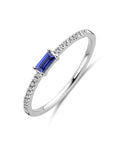 14K Witgouden Ring Blauw Saffier En Diamant 0.06Ct H Si 4106339