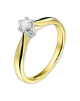 14K Bicolor Geel- En Witgoud Geel/Wit Ring Diamant 0.15Ct H Si 4205204