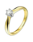 14K Bicolor Geel- En Witgoud Geel/Wit Ring Diamant 0.20Ct H Si 4205209