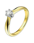 14K Bicolor Geel- En Witgoud Geel/Wit Ring Diamant 0.25Ct H Si 4205214