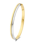 bangle scharnier vlakke buis 5 mm 14K bicolor goud geel/wit