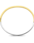 bangle scharnier vlakke buis 5 mm 14K bicolor goud geel/wit