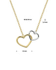 14K bicolor goud geel/wit collier hart 40 - 44 cm 4207722