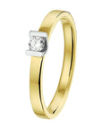 14K Bicolor Geel- En Witgoud Geel/Wit Ring Diamant 0.10Ct H Si 4207997