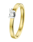 14K Bicolor Geel- En Witgoud Geel/Wit Ring Diamant 0.10Ct H Si 4207997