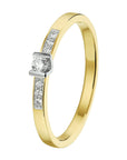 14K Bicolor Geel- En Witgoud Geel/Wit Ring Diamant 0.085Ct H Si 4208002