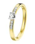 14K Bicolor Geel- En Witgoud Geel/Wit Ring Diamant 0.12Ct H Si 4208007