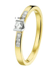 14K Bicolor Geel- En Witgoud Geel/Wit Ring Diamant 0.12Ct H Si 4208007