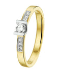 14K Bicolor Geel- En Witgoud Geel/Wit Ring Diamant 0.20Ct H Si 4208012