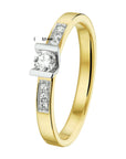 14K Bicolor Geel- En Witgoud Geel/Wit Ring Diamant 0.20Ct H Si 4208012