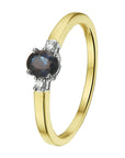 14K Bicolor Geel- En Witgoud Geel/Wit Ring Saffier Diamant 0.05Ct H Si 4208129