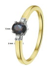 14K Bicolor Geel- En Witgoud Geel/Wit Ring Saffier Diamant 0.05Ct H Si 4208129