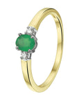 14K Bicolor Geel- En Witgoud Geel/Wit Ring Smaragd Diamant 0.05Ct H Si 4208137