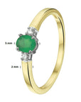 14K Bicolor Geel- En Witgoud Geel/Wit Ring Smaragd Diamant 0.05Ct H Si 4208137