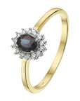 14K Bicolor Geel- En Witgoud Geel/Wit Ring Saffier Diamant 0.10Ct H Si Halo 4208170