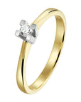 14K Bicolor Geel- En Witgoud Geel/Wit Ring Diamant 0.10Ct H Si 4208289