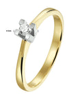 14K Bicolor Geel- En Witgoud Geel/Wit Ring Diamant 0.10Ct H Si 4208289