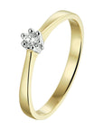 14K Bicolor Geel- En Witgoud Geel/Wit Ring Diamant 0.10Ct H Si 4208294