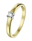 14K Bicolor Geel- En Witgoud Geel/Wit Ring Met Zirkonia 4208316