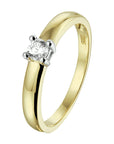 14K Bicolor Geel- En Witgoud Geel/Wit Ring Met Zirkonia 4208321